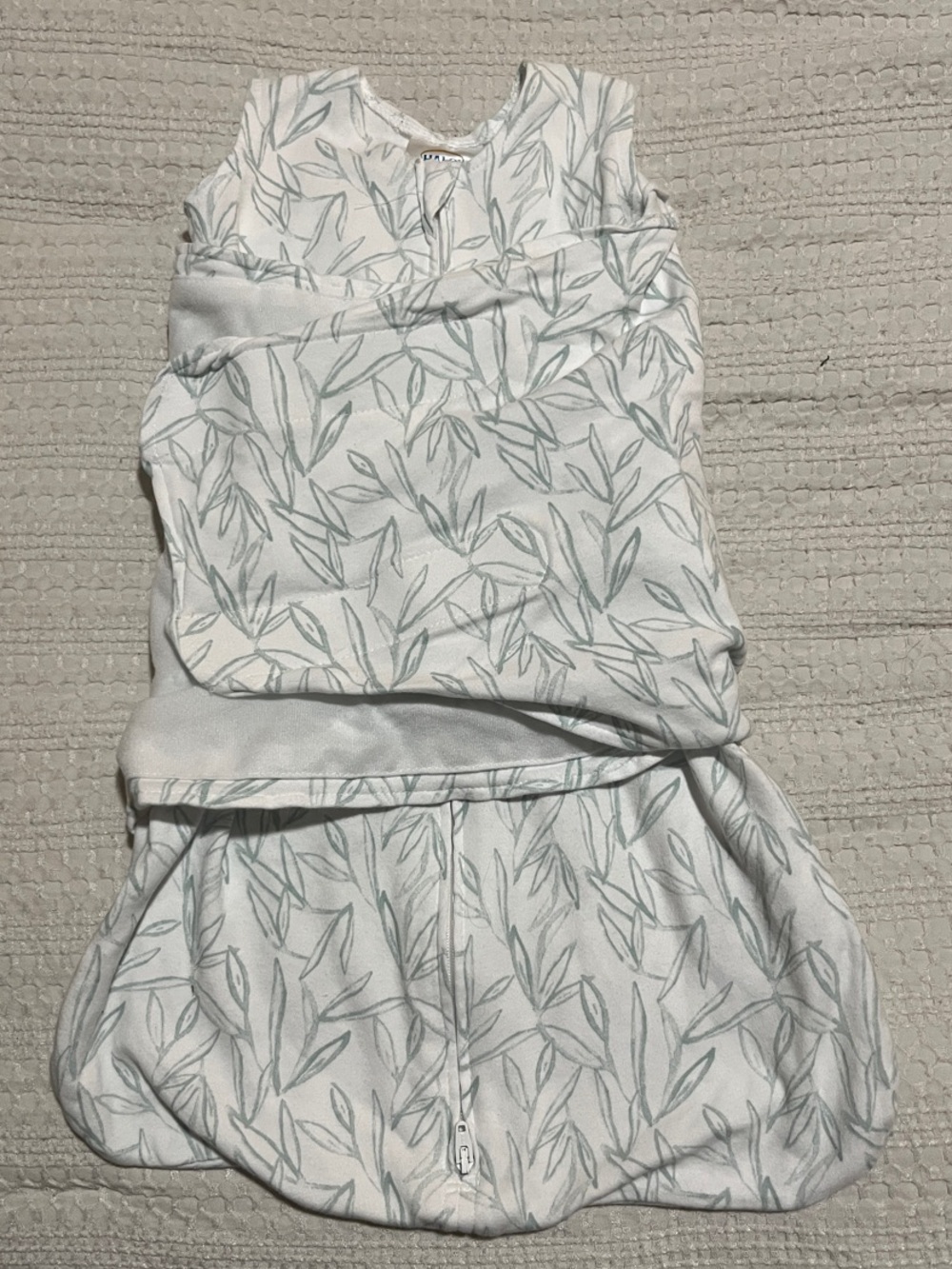 Halo White Sleep Sack with Sage Leaf Print